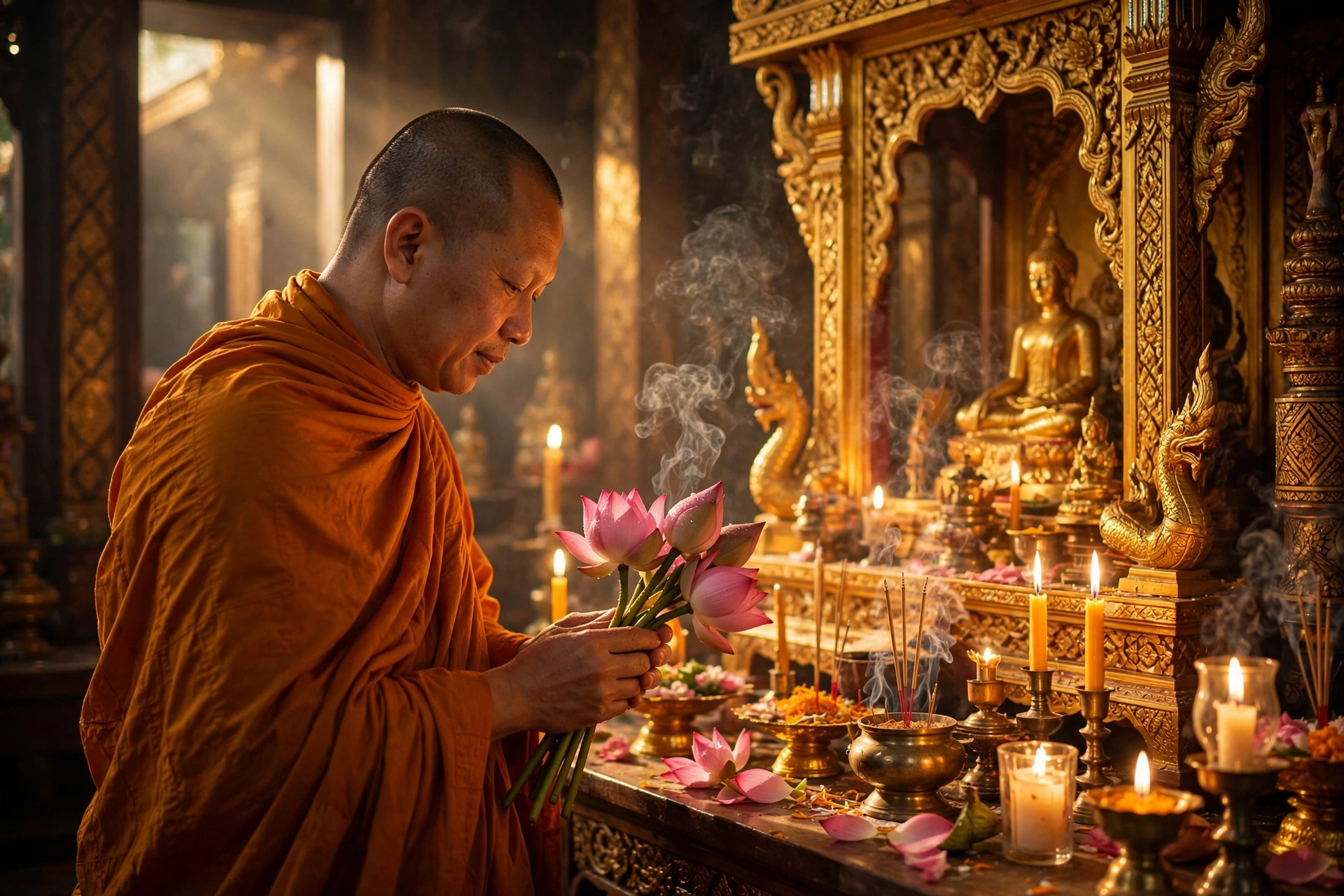 Monk Lotus Offering