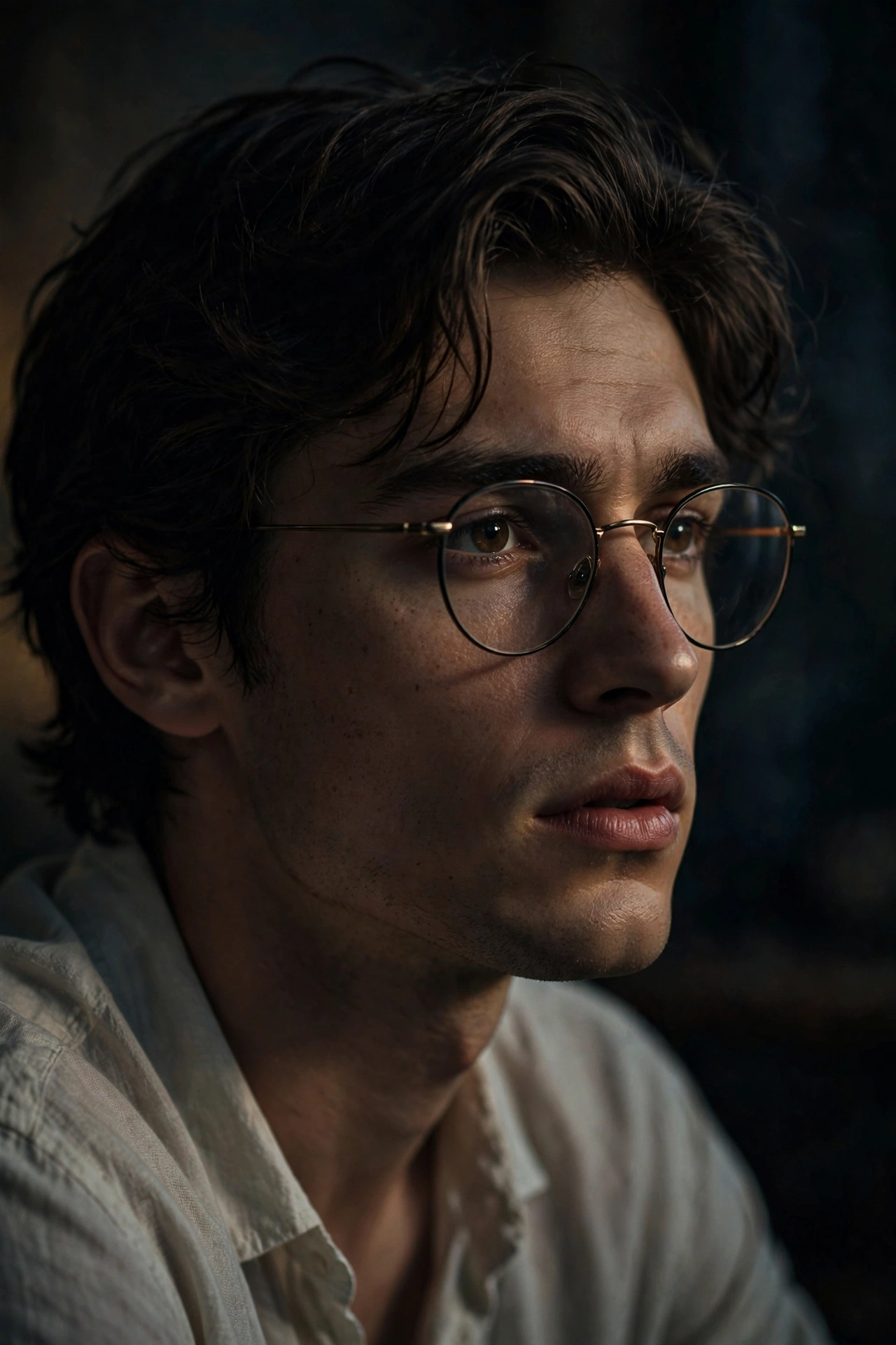 Moody Close-Up Portrait with Glasses