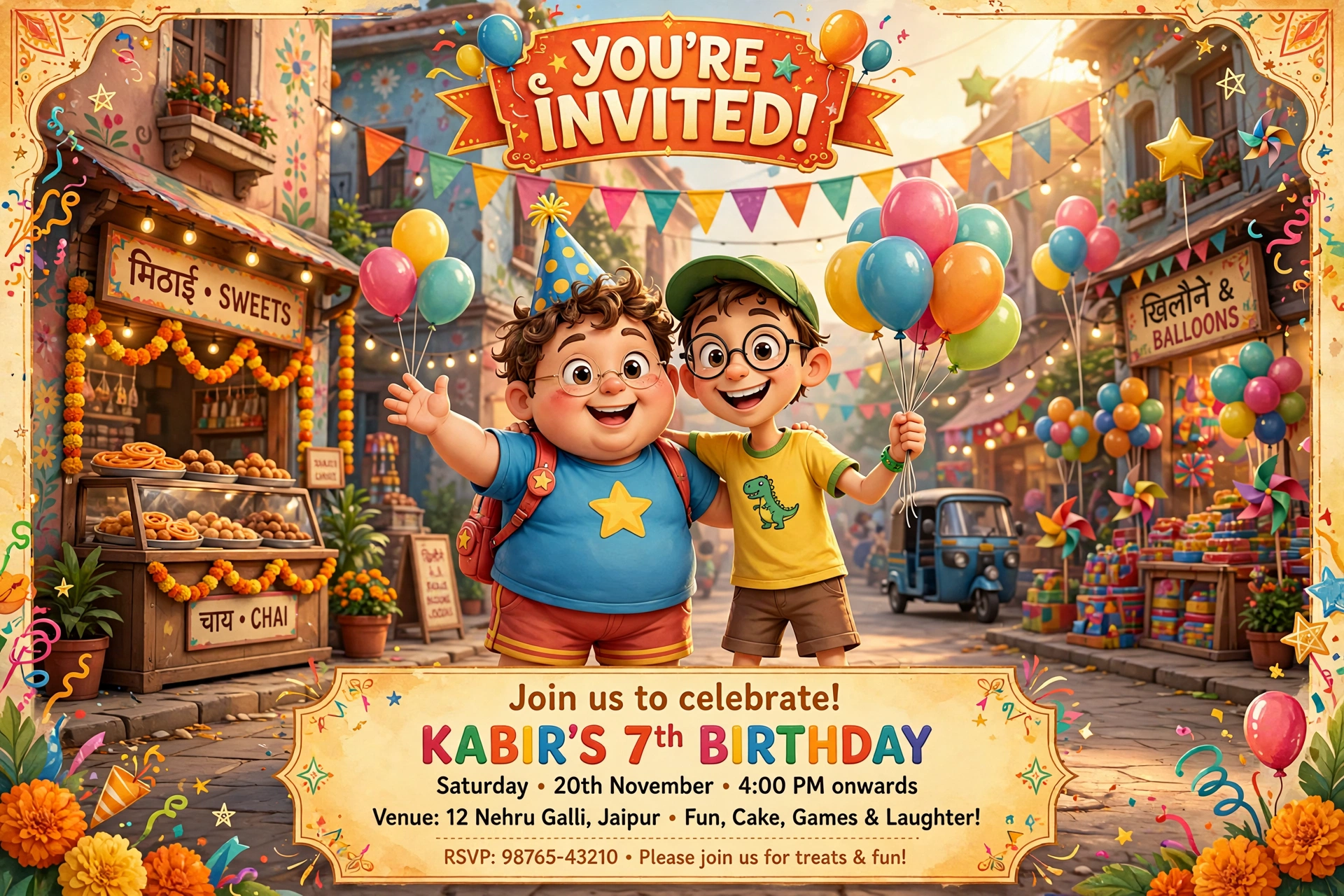 Motu Patlu Invitation Video Prompt
