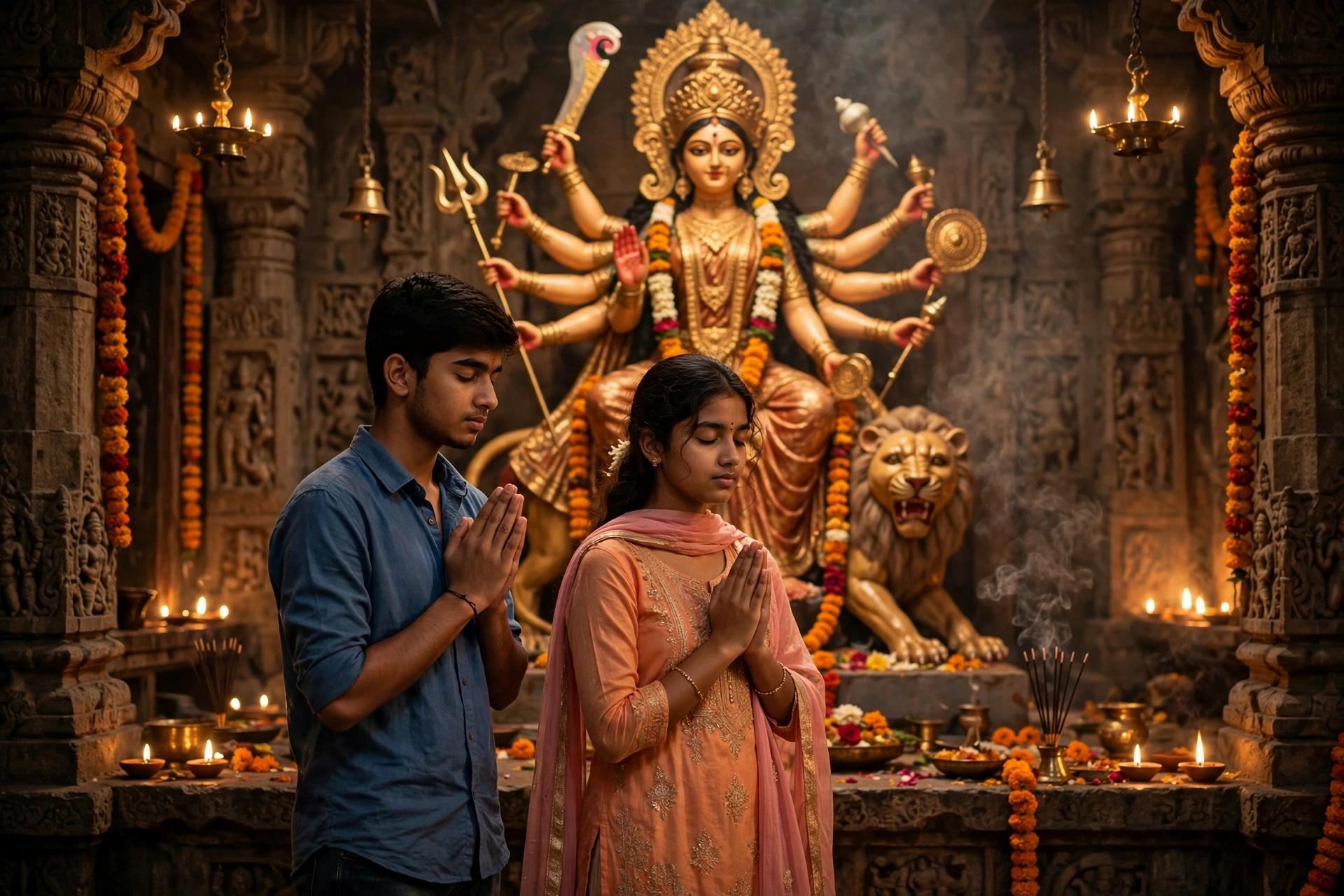 Navaratri Temple Couple Portrait