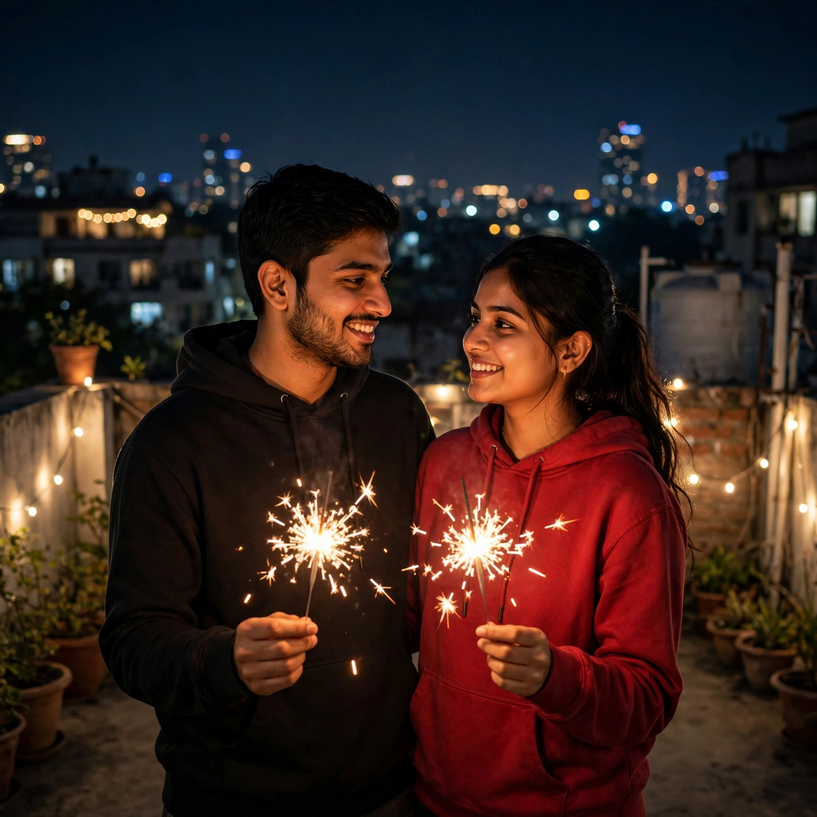 New Year 2025 Rooftop Couple Prompt