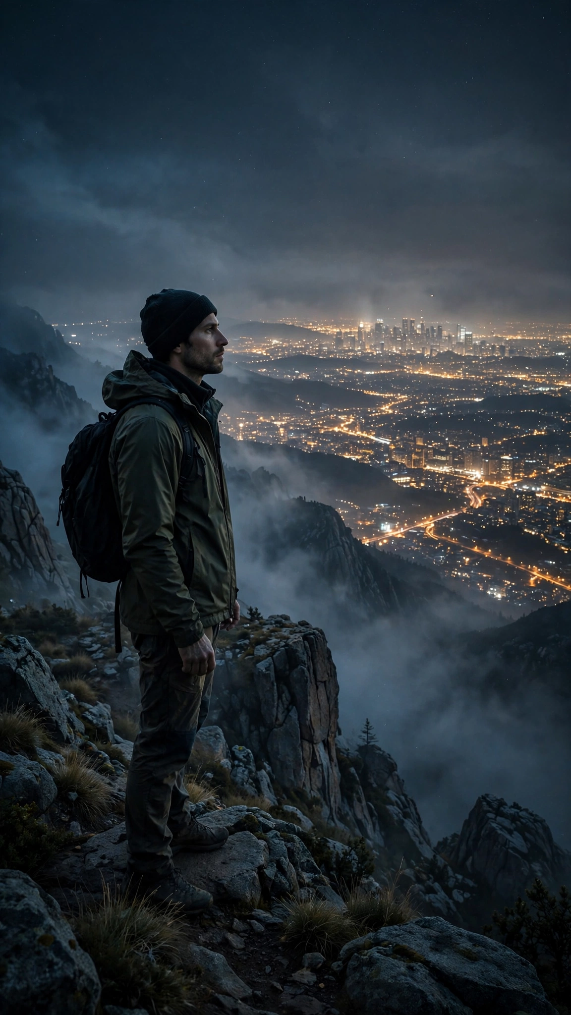 Night Mountain Viewpoint Portrait