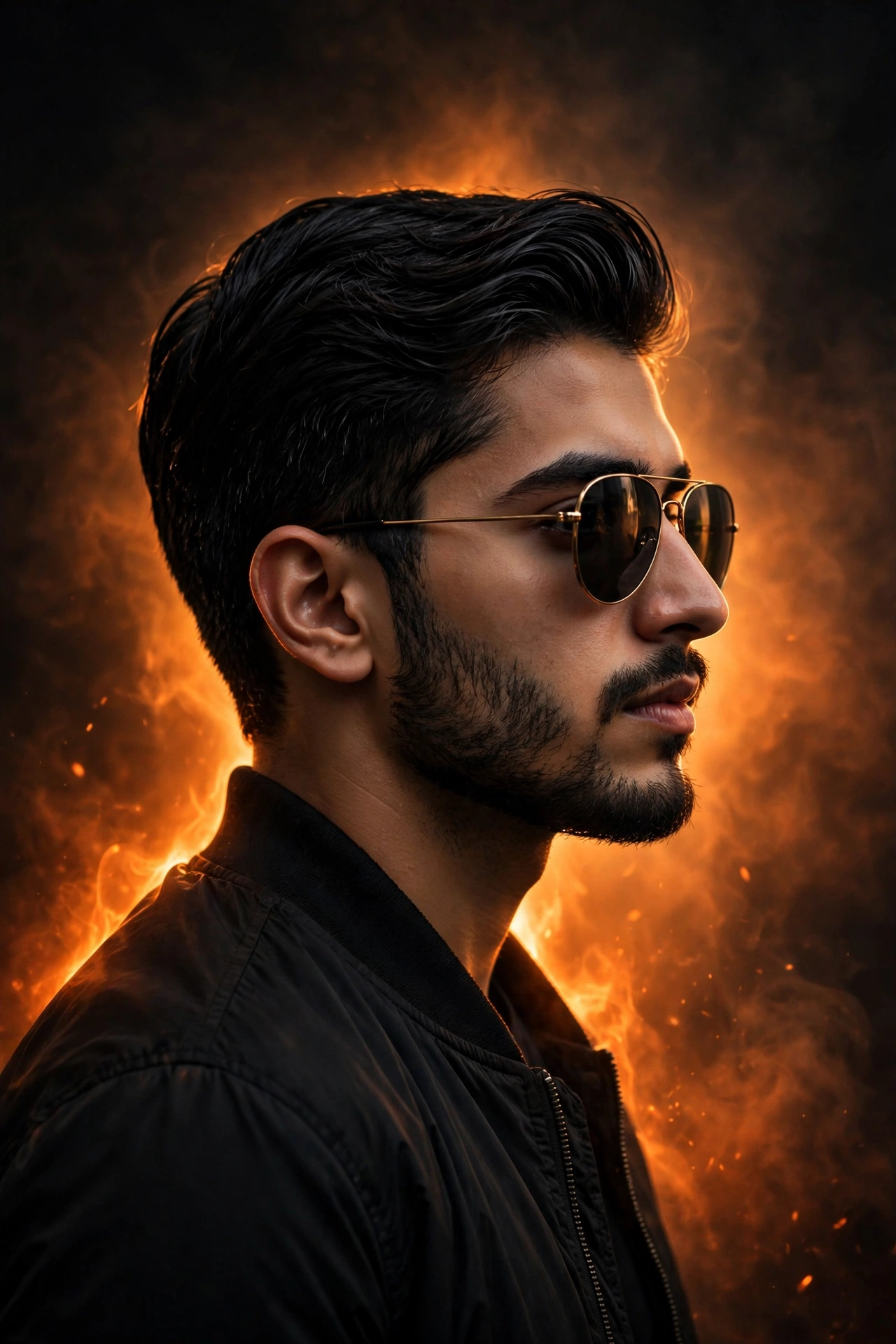 Orange Aura Profile Portrait