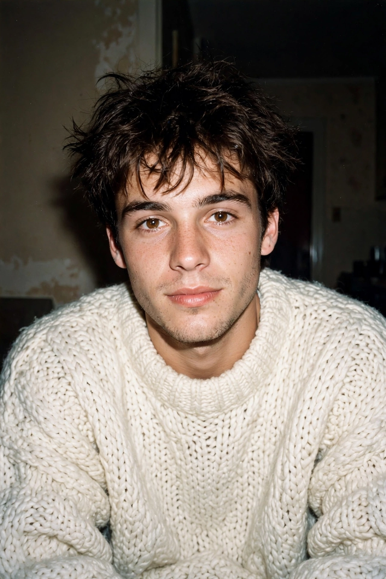 Oversized Cream Sweater Flash Portrait