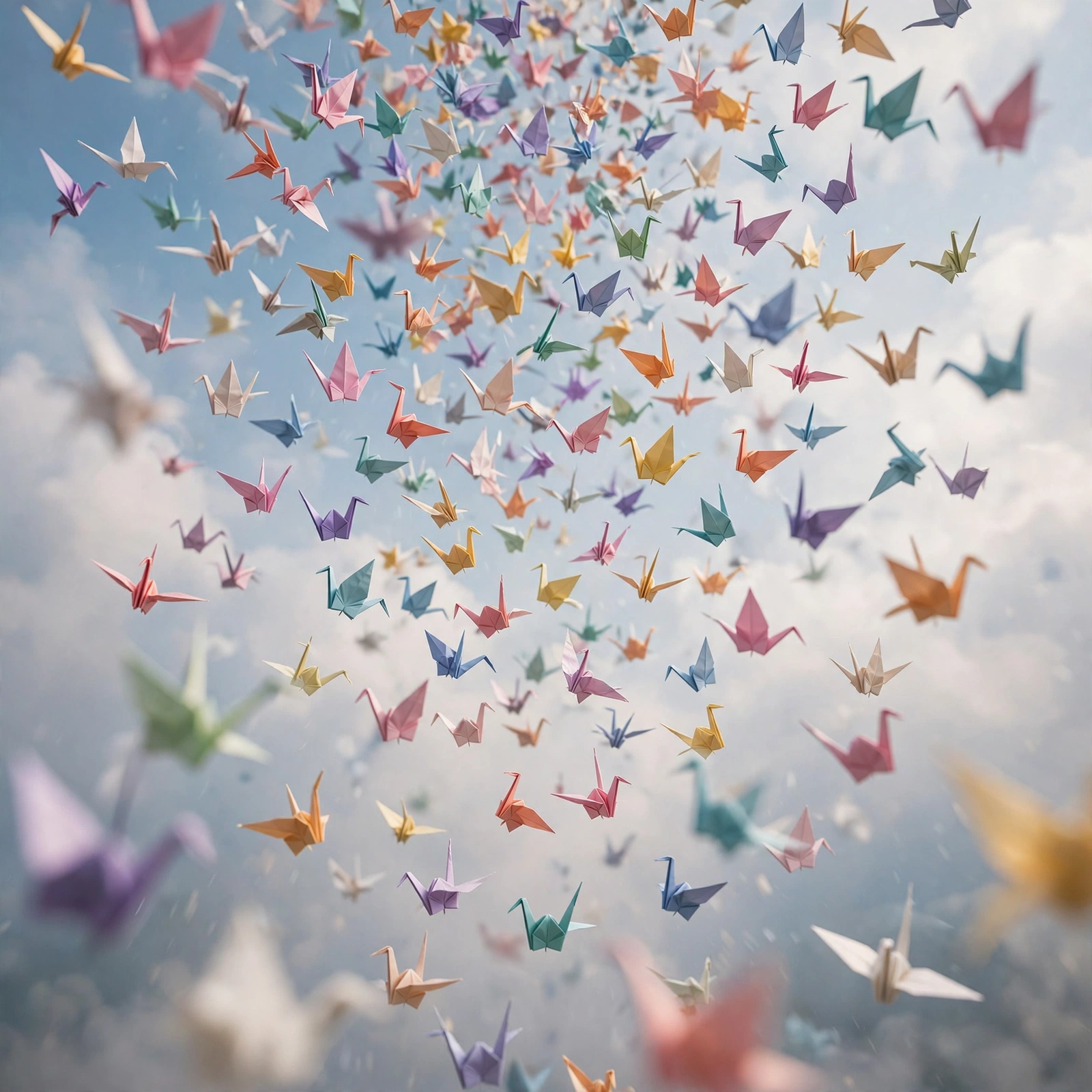 Paper Crane Origami Rain