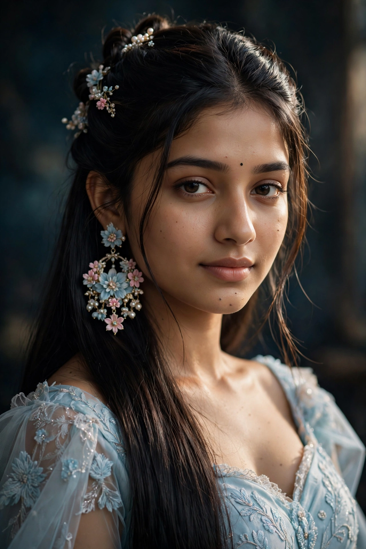 Pastel Blue Princess Gown Portrait
