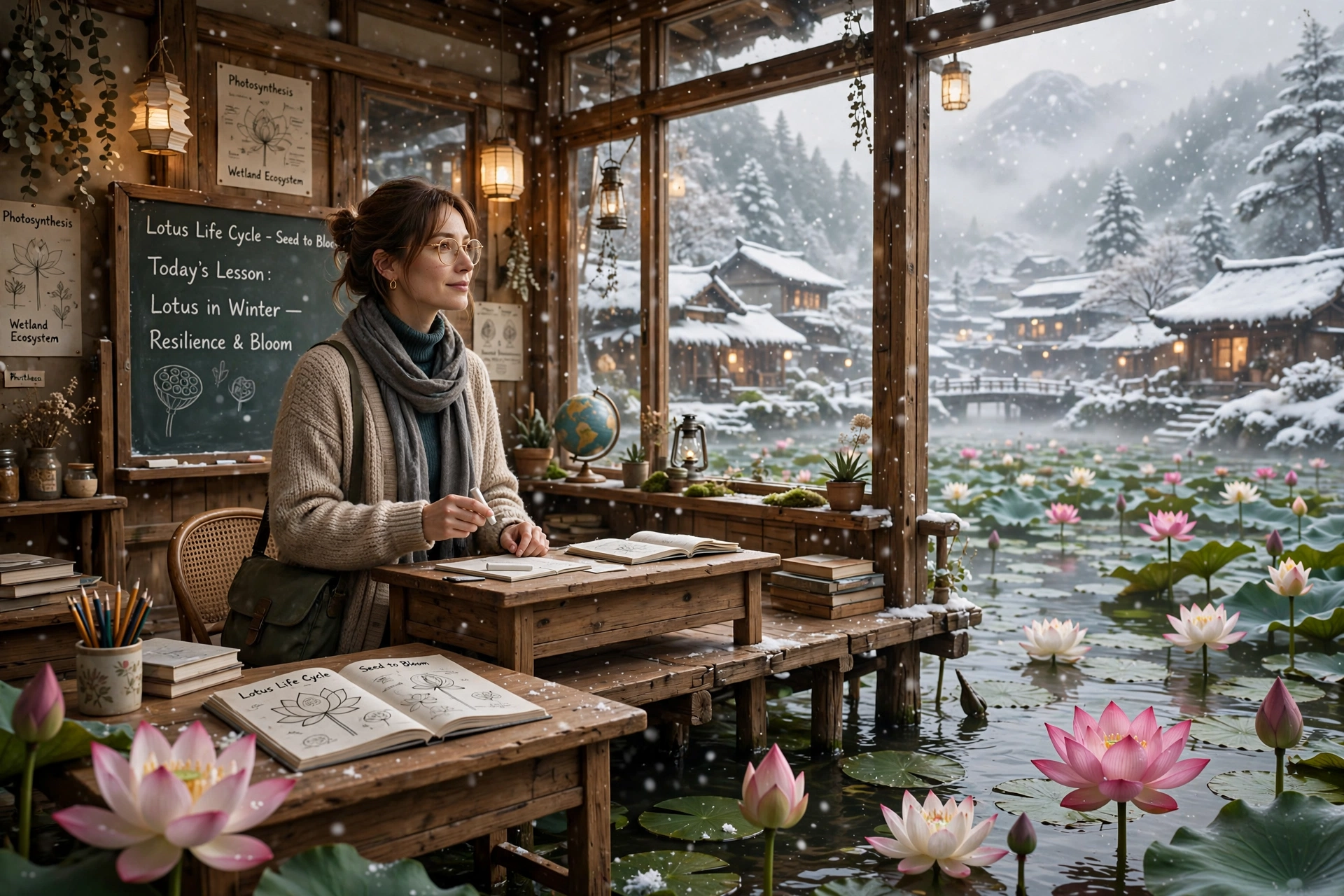 3D Lotus Pond Render