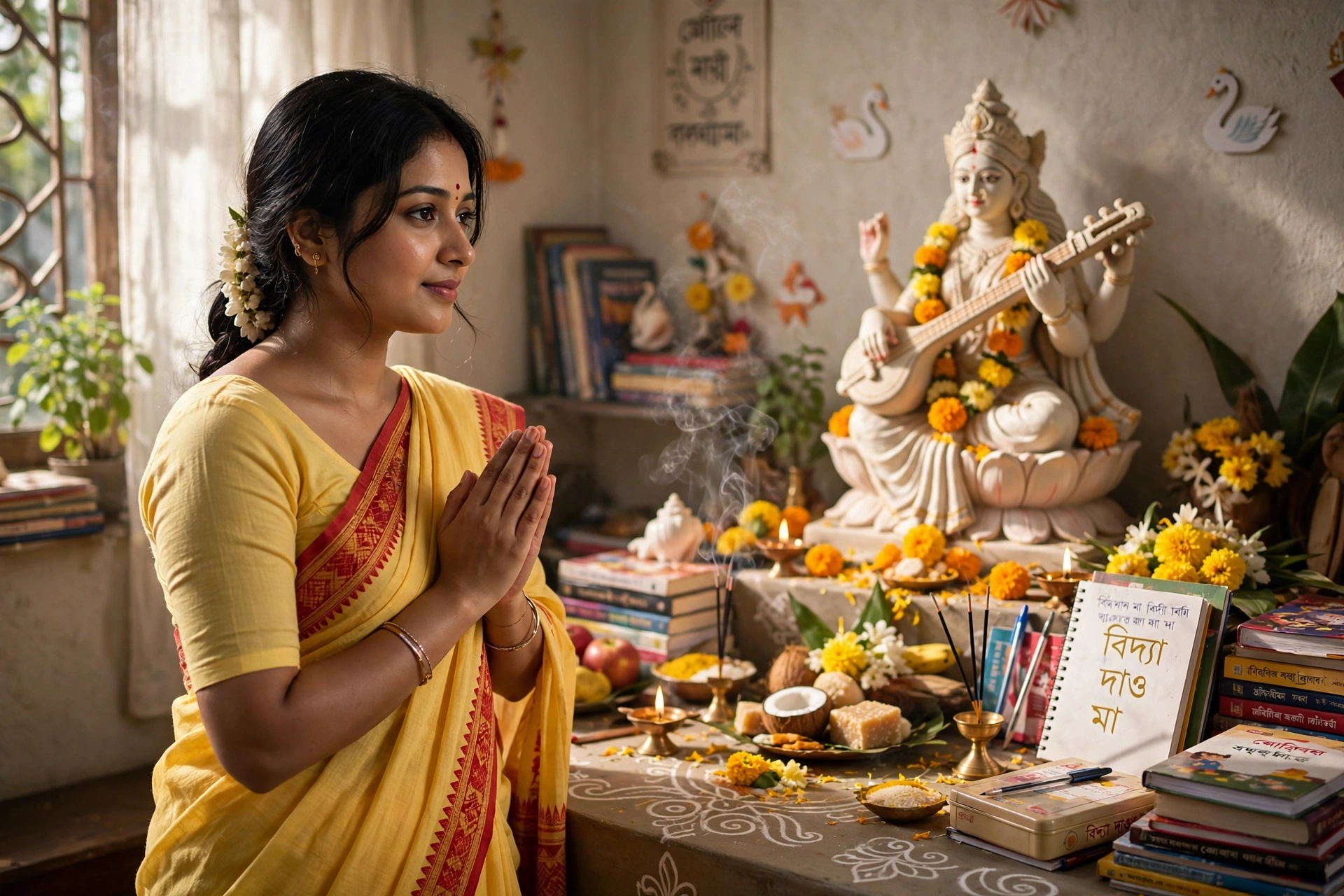 Saraswati Puja Woman
