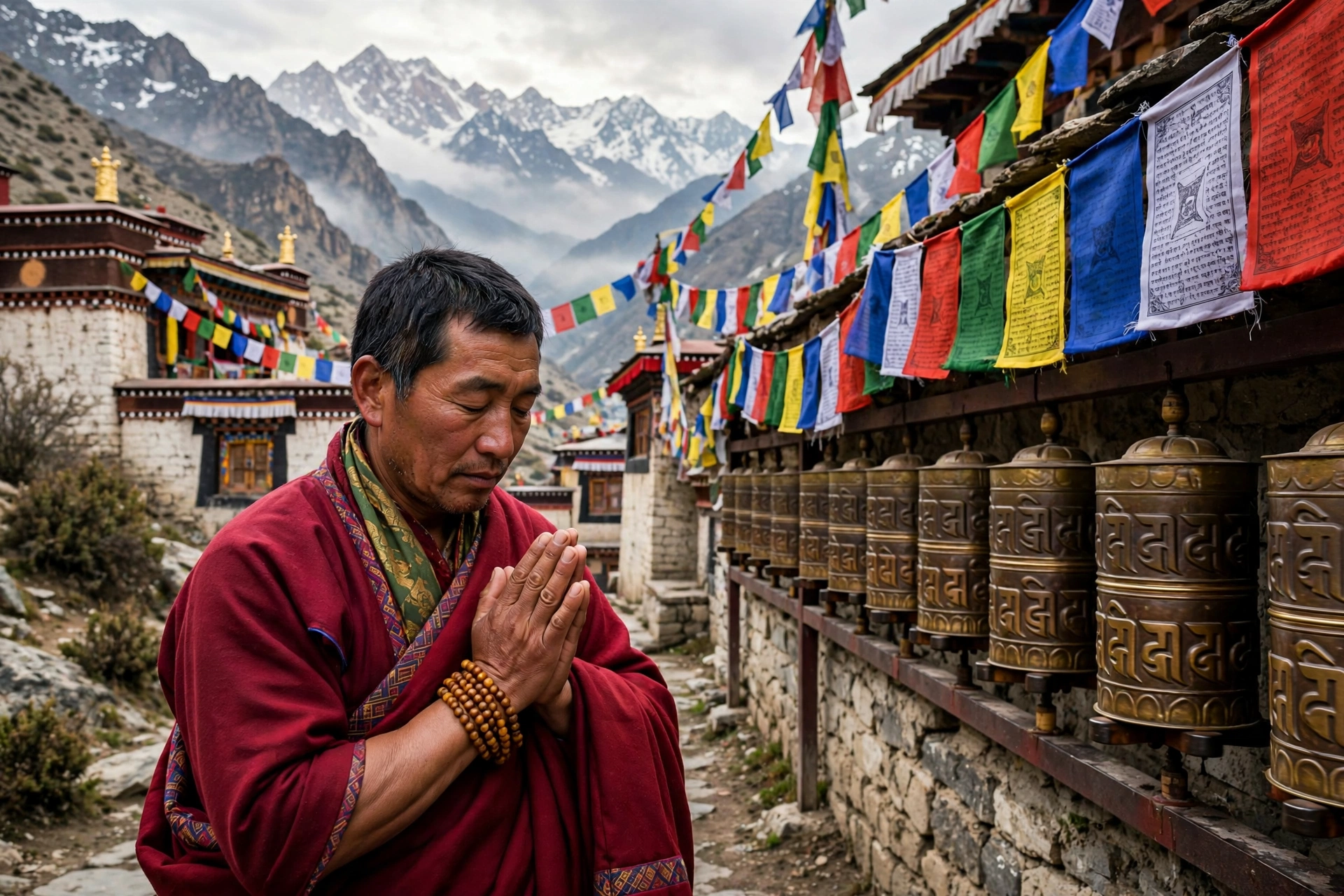 Tibetan Man Prayer