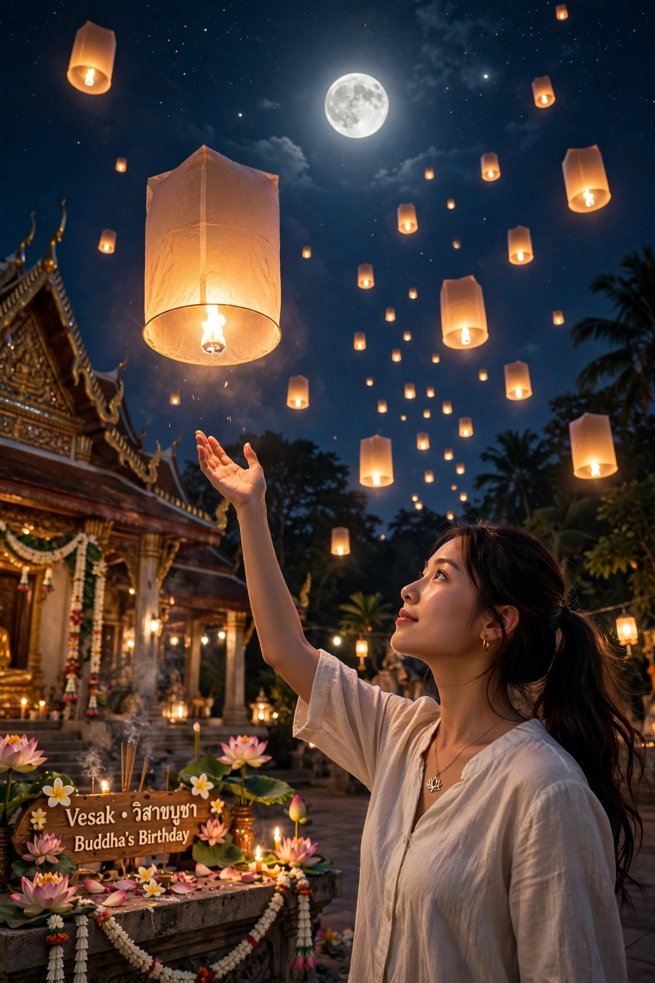 Vesak Woman Lanterns