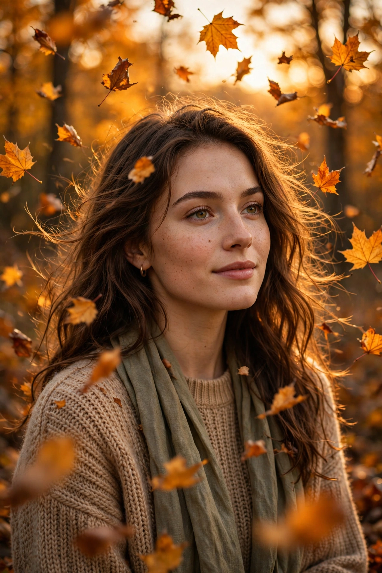 Woman Autumn Leaves