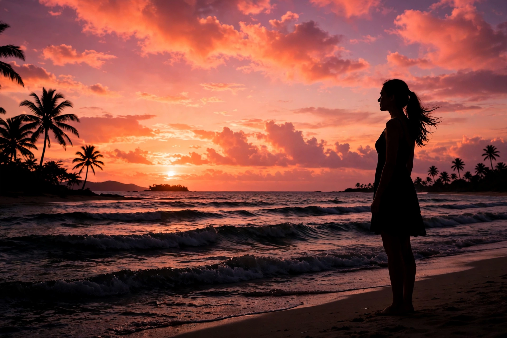 Woman Beach Sunset