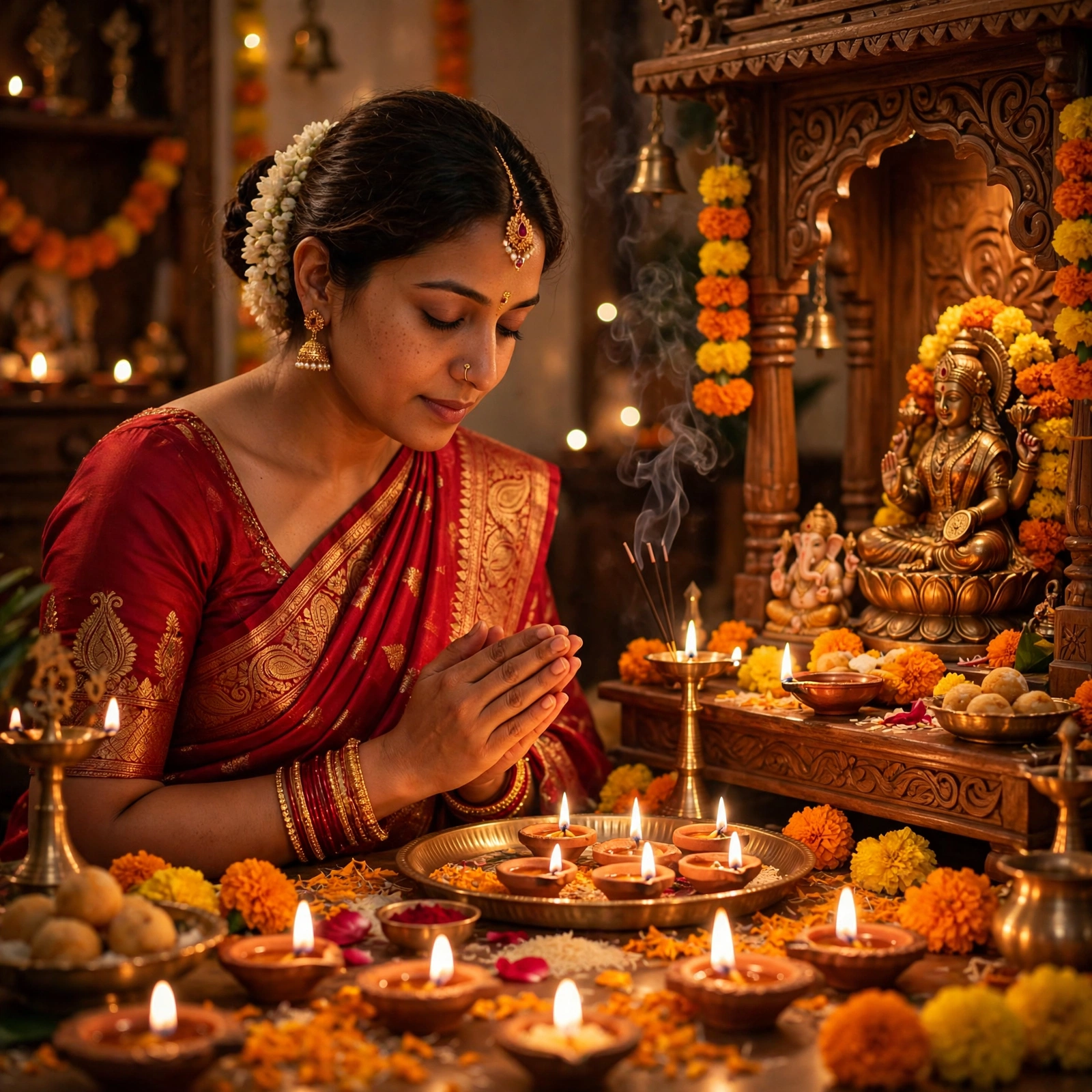 Woman Diwali Puja