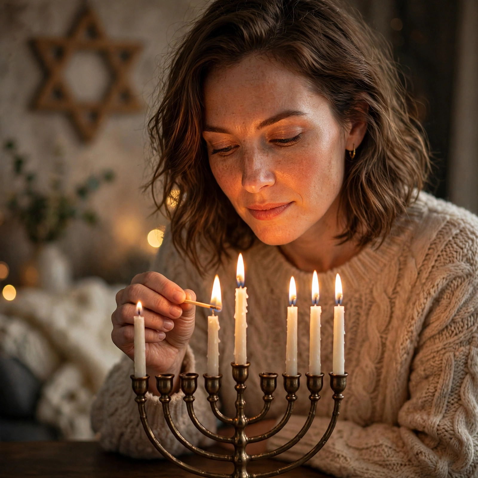 Woman Hanukkah Menorah