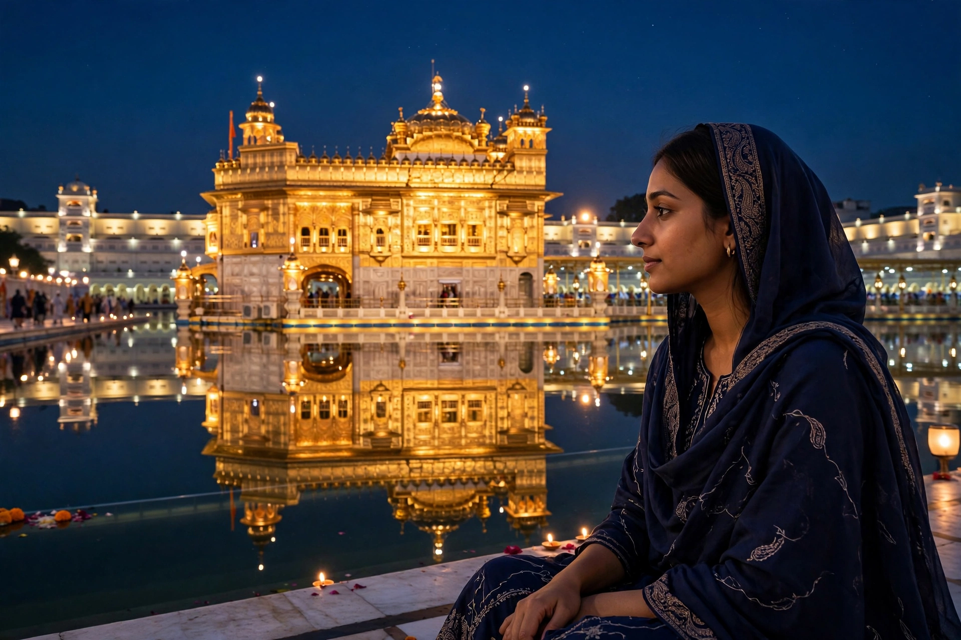 Woman Harmandir Night
