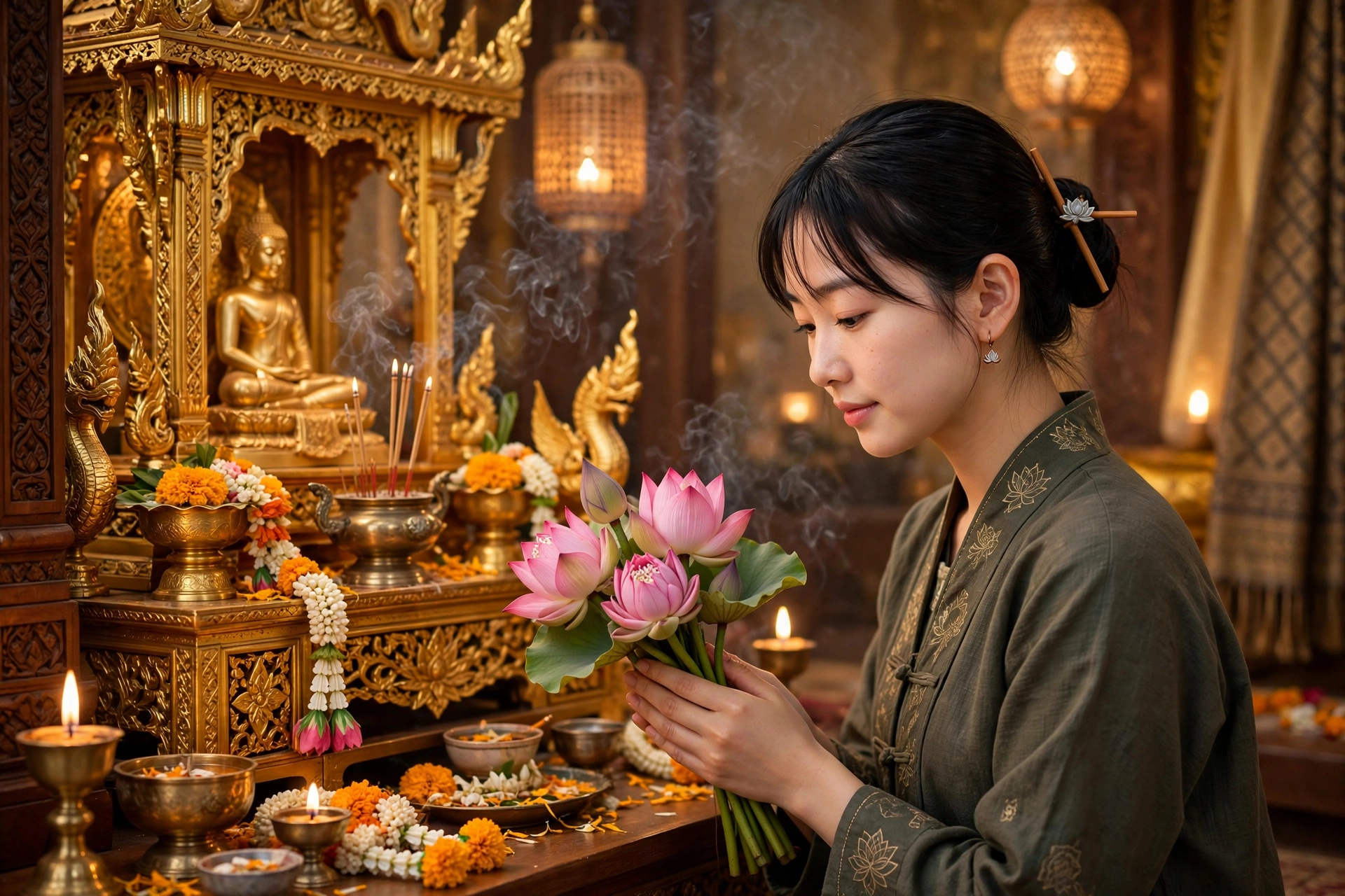 Woman Lotus Offering
