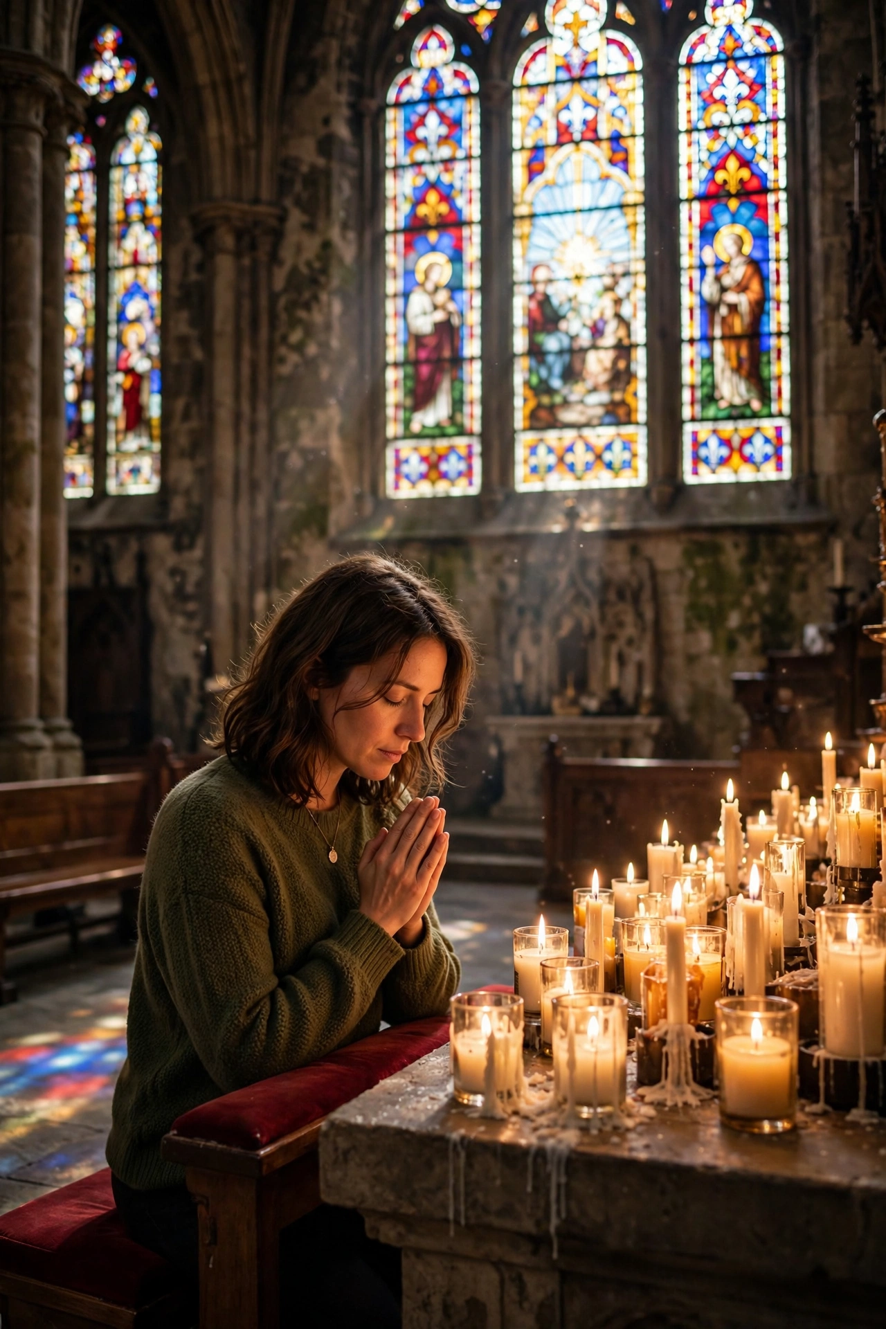 Woman Praying at Church