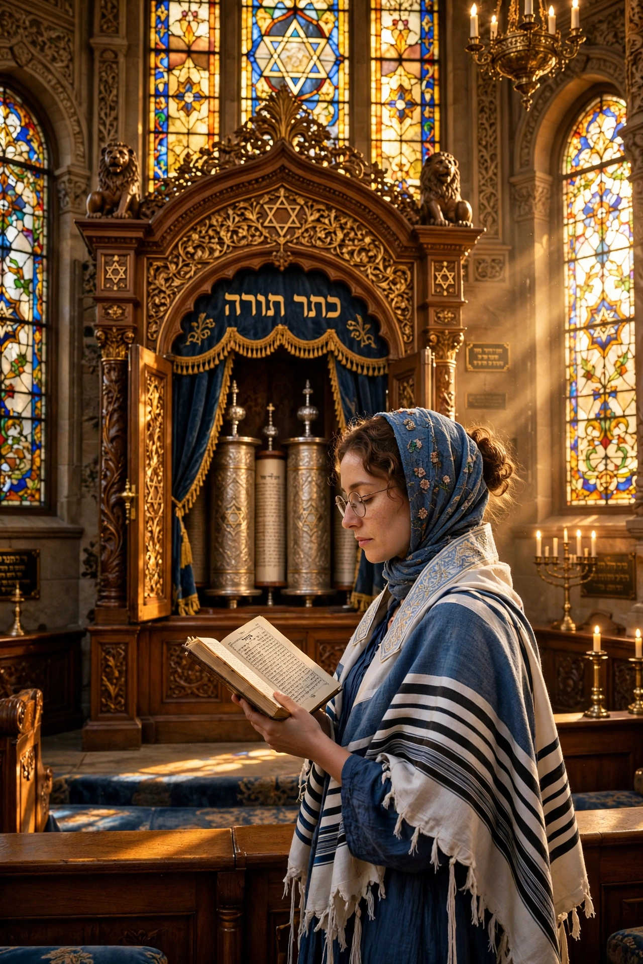 Woman Synagogue Interior